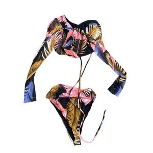 Tropical Long Sleeve Bikini Set